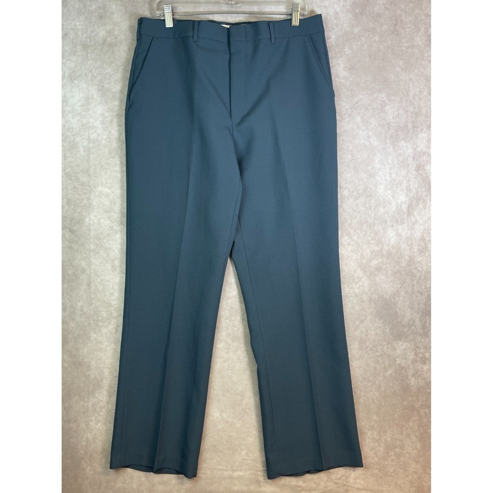 VINTAGE Blair Dress Pants Mens 34x29 Blue Flat Front Slacks Formal USA Made 80s